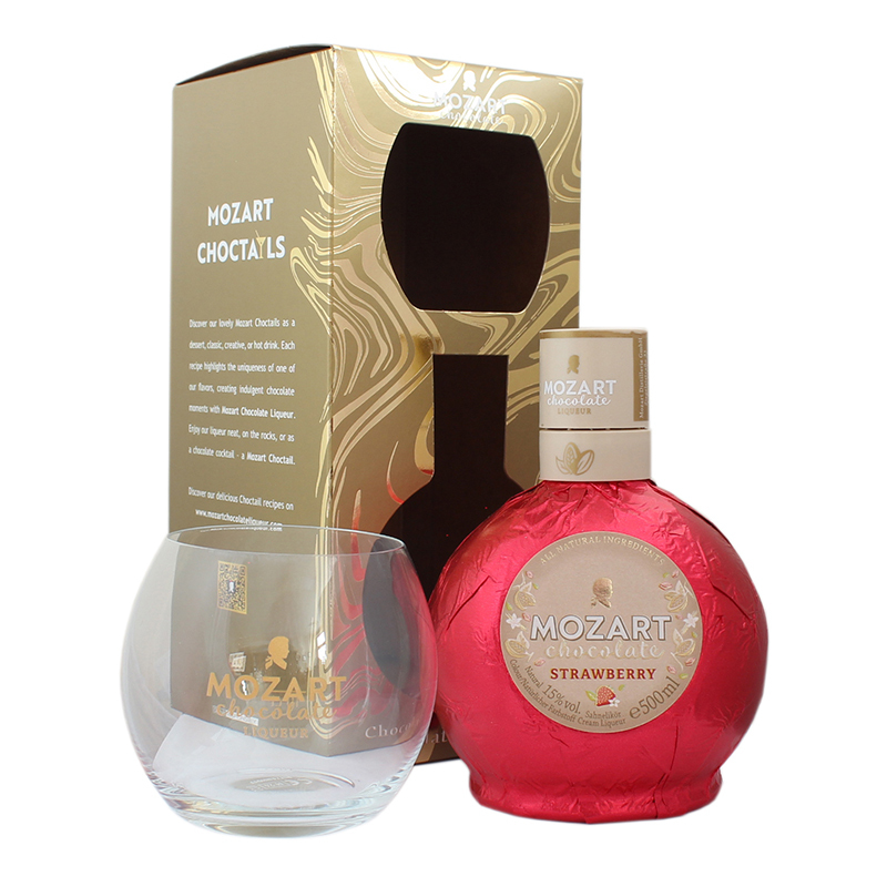 Mozart Crema Strawberry 0.5L in cutie cu pahar SGR